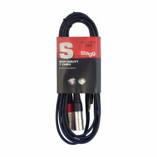 Stagg SYC2/MPSB2XM 3.5 TRS 對 雙 XLR 公 Y型立體聲音源線 2m